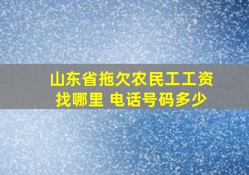 山东省拖欠农民工工资找哪里 电话号码多少